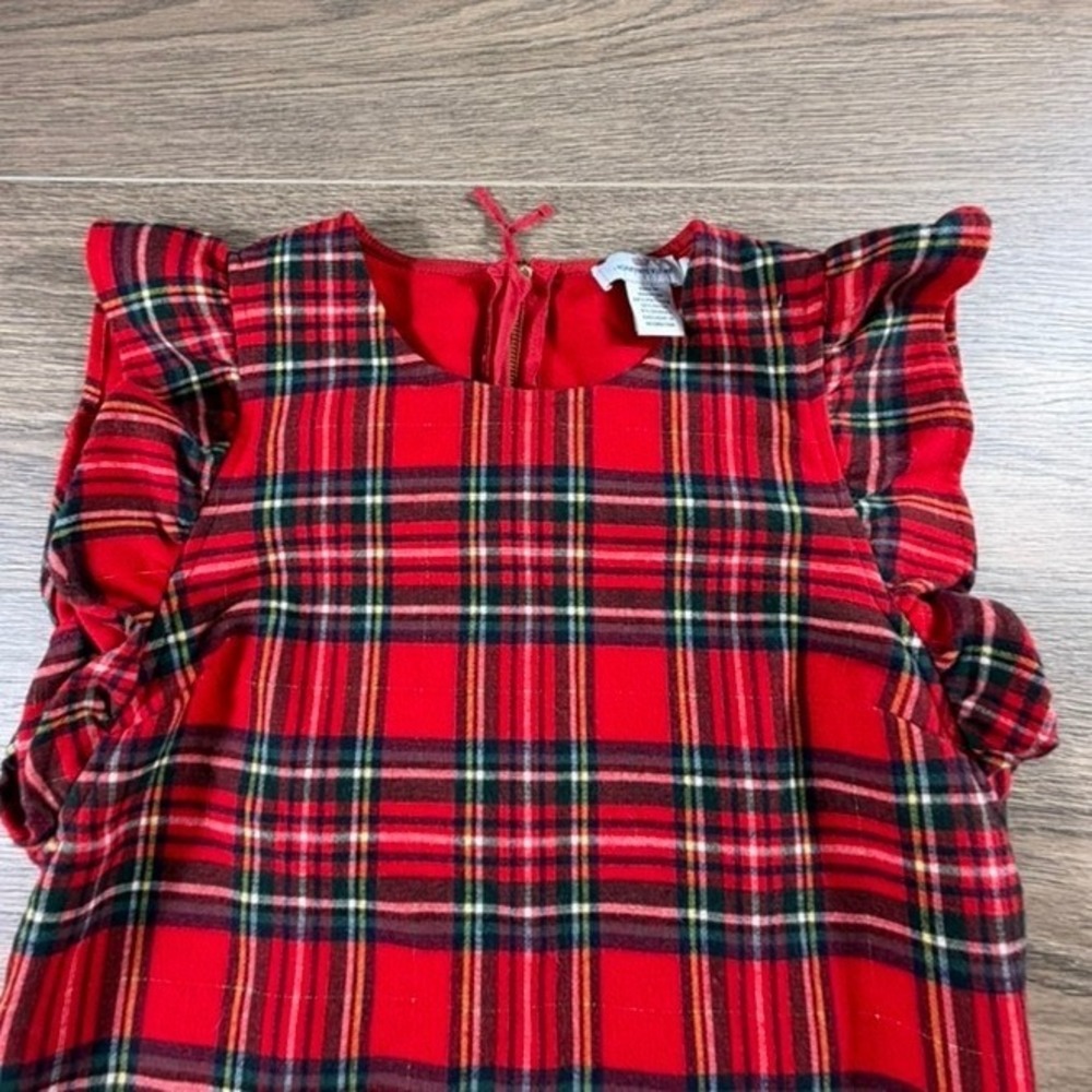 Vineyard Vines Girls Red Tartan Plaid Ruffle Shift Dress Size 12 Holiday Party